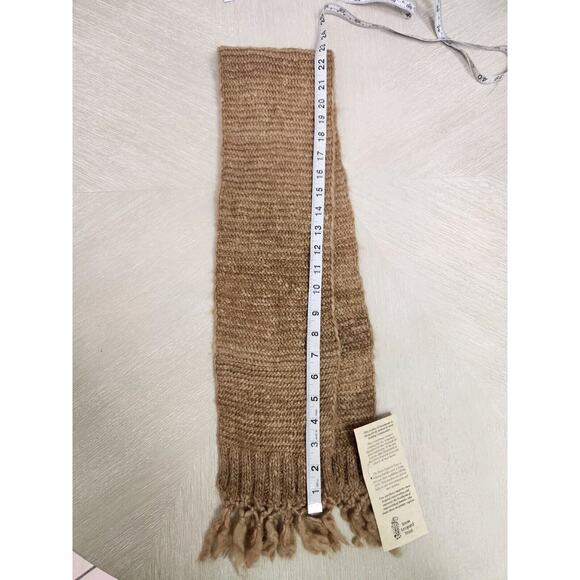 Handmade Chunky Knit Scarf Camel Wool From Snow Leopard Trust 46X6.5 Inches - Picture 6 of 6